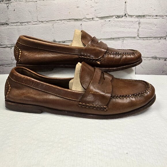 COLE HAAN BROWN LEATHER SLIP ON LOAFERS MENS SIZE 8 GOOD USED CONDITION - Picture 1 of 8